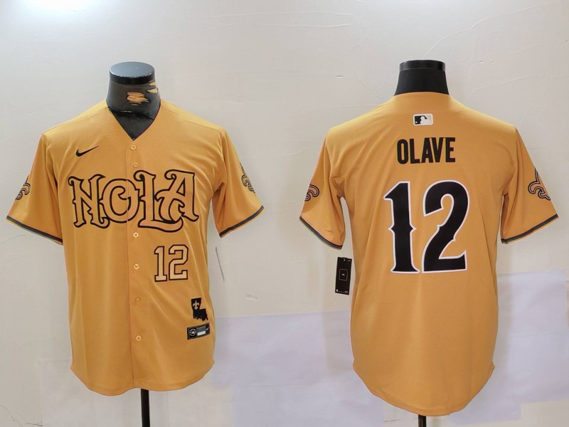 Men New Orleans Saints #12 Olave Yellow Joint Name 2024 Nike Limited NFL Jersey style 9121